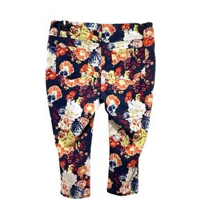 Women's Colorful Maximalist Floral Lurid Bloom Stretch Capris Plus Size 1X 16W
